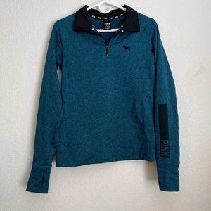 PINK Victoria's Secret 1/4 zip Pullover, Blue, Size S